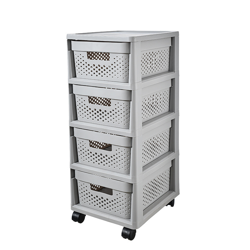 Customizable Four-Tier Pullable Plastic Storage Chest of Drawers Easy Push-and-Pull with Logo Handle