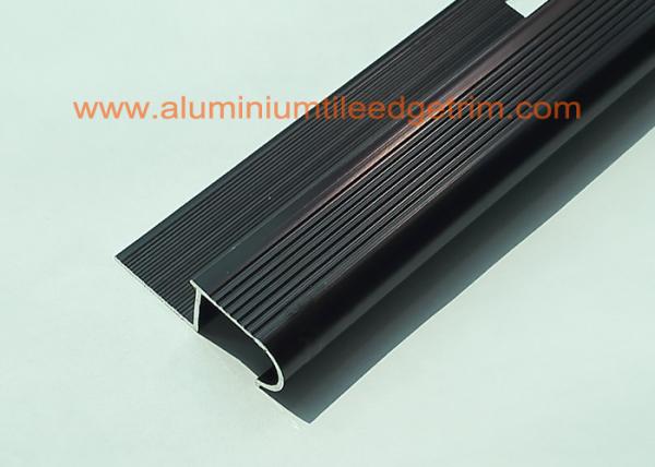 Anodized Black Metal Stair Nosing For Tile With Curved Edge Long Lifespan