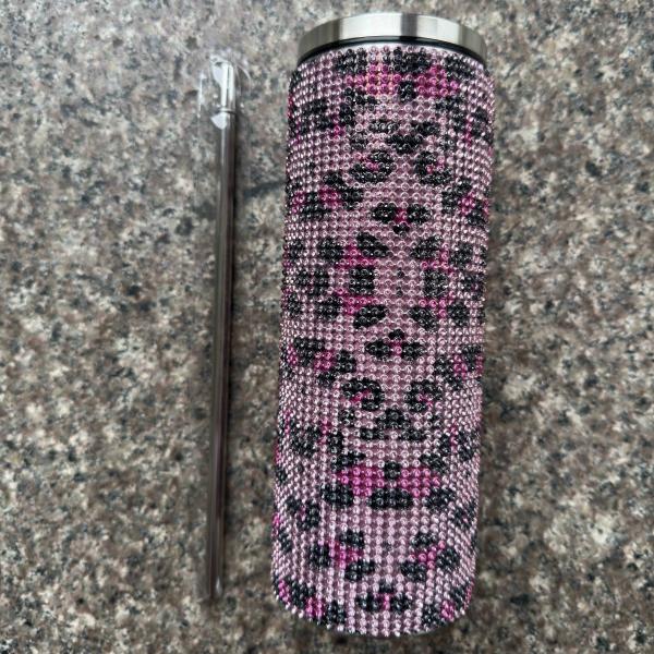 Rhinestone Bling Diamond Glitter Stainless Steel Thermal Tumbler Great for Coffee Tea Water Beer Includes Lid and Straw