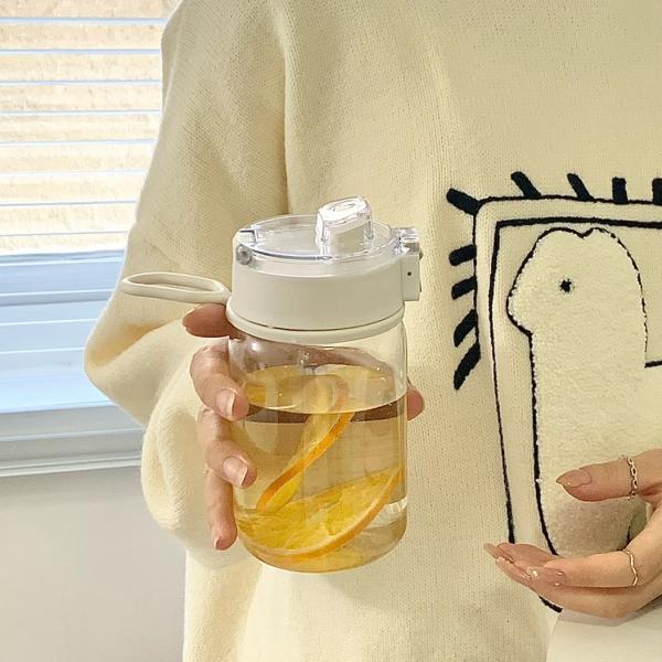 Simple Transparent Cup Body Portable Spring Cap Design Waterproof Plastic Water Bottles
