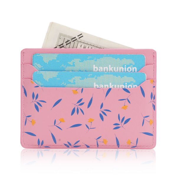 Slim Minimalist Leather Card Holders RFID Blocking Card Case Wallet Custom Logo