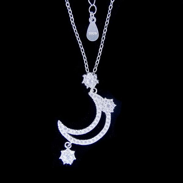 Applique Shape AAA Zircon 925 Silver Necklace For Children Birthday Present