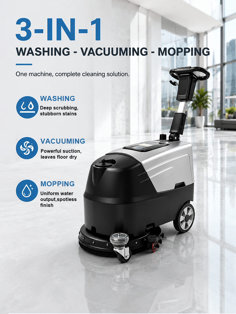 High Quality Portable Floor Scrubber Machine Easy Push for Home Use