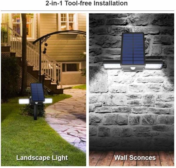 Solar Lights with Dual Head Waterproof Outdoor Landscape Lighting Garden Light