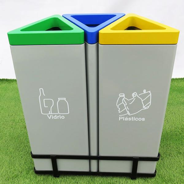 2020 New Design Hot Sale Outdoor Indoor Three Bins Set Garbage Bin Office Waste Cans
