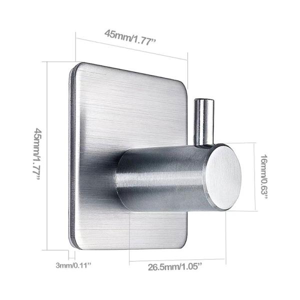 Durable and Waterproof Stainless Steel Adhesive Hooks for Bathroom and Kitchen