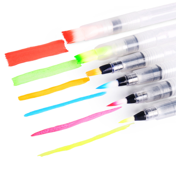 High quality 6 different tip customized 19CM nylon hair watercolor paint brush pen set