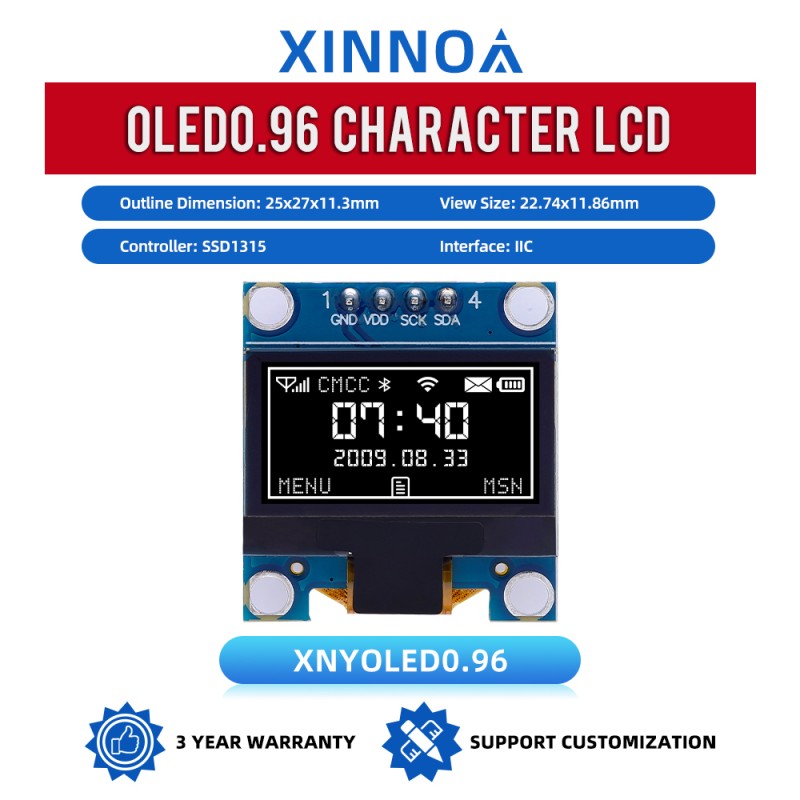 OLED0.96 White Light LCD Screen 128X64 SSD1315 IIC Interface 4-PIN Module Small Screen
