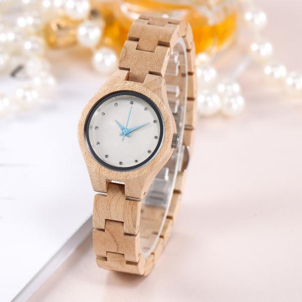 Natural Wooden Wrist Watch With Stainless Steel Butterfly Buckles