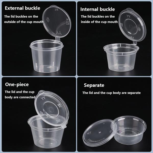 Disposable bowl for food delivery packaging sauces seasonings side dishes with integrated design and transparent color