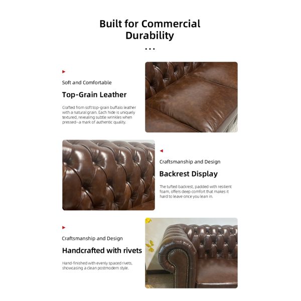 Nidea #866 Luxury American bar Sofa Button Couch Classic Vintage Genuine Leather Sofa Chesterfield Sofa Whiskey &  Bar Furniture