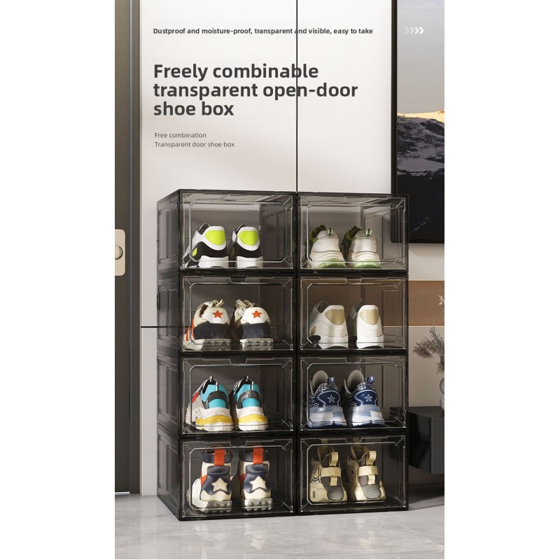 Hot Selling Household Transparent Plastic Magnetic Stackable Shoe Storage Organizer Cabinet Dustproof Shoe Box