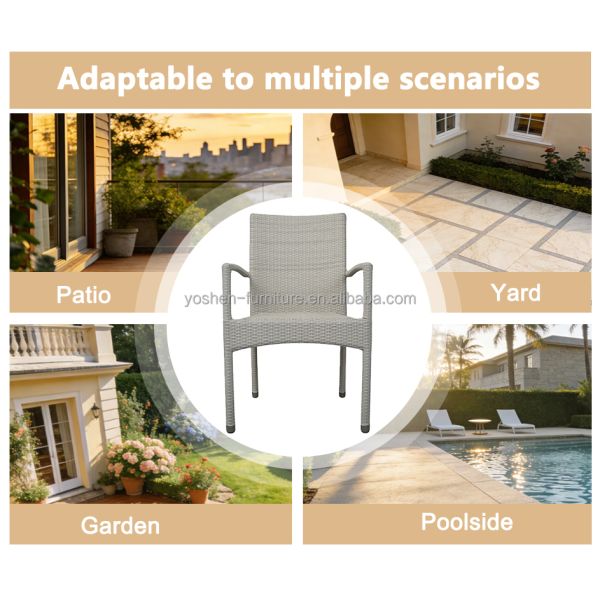 Rattan Stackable Outdoor Dining Chairs for Hotel Sports Venues Villa & Living Room Use-Restaurant Quality