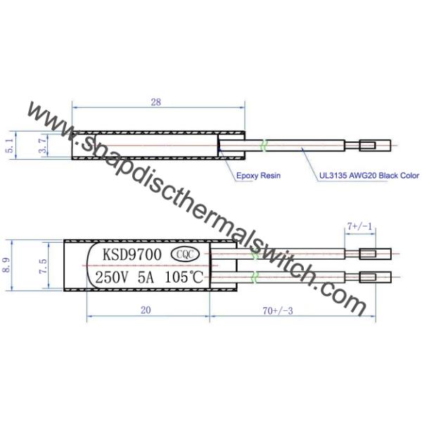 KSD9700 Bimetal Thermal Switch Plastic / Metal Case 250V 5A (10A available) for Electric Appliance