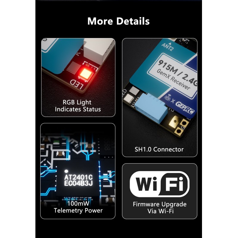 ELRS 915M/2.4G Gemini Xrossband Receiver Dual-Band Receiver Module 2.4GHZ 900MHZ RX Antanna for FPV Racing Drone Parts