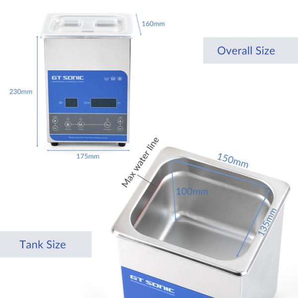 Небольшая машина ультразвуковой чистки 2Л для ювелирных изделий с таймером подогревателя