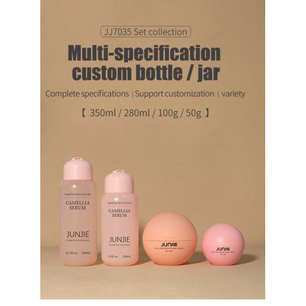 Creative Skin Care and Packaging Set 350ml 280ml 100g 50g Custom logo Soft Touch Plastic Cosmetic Lotion Pump Bottle Cream Jar