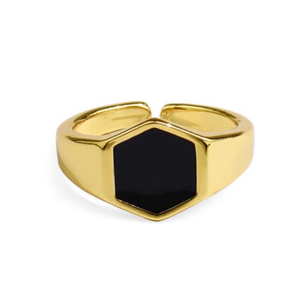 14K позолоченные кольца из черного агата в 925 серебра для осознающих стиль людей
