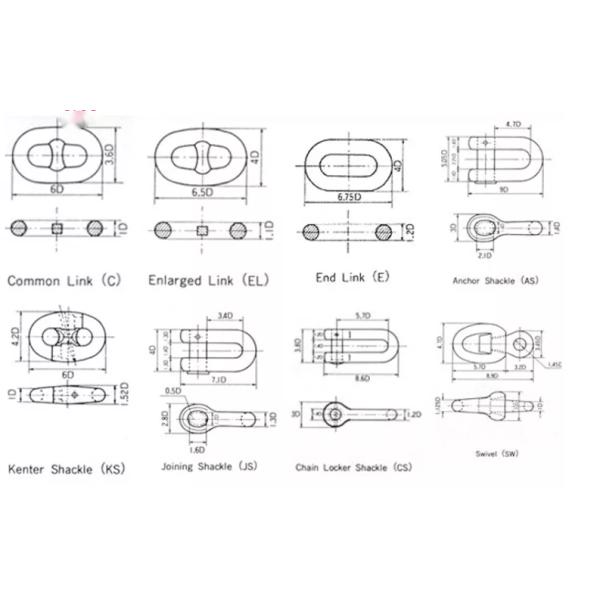 Длинная и короткая цепочка подъемных звеньев из нержавеющей стали