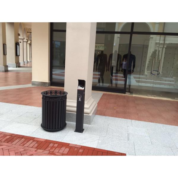 Surface Mounted Metal Outdoor Trash Bin Rectangular Shape For Public