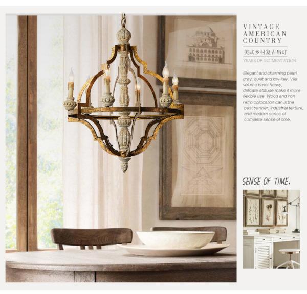Wood lantern chandelier pendant Lights Fixures (WH-CI-60)