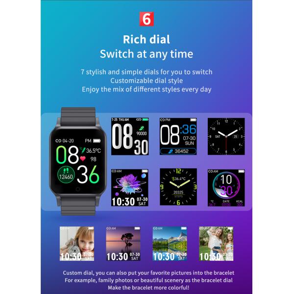 Дети температуры тела Smartwatch T96 делают измеряя отслежыватель водостойким ECG здоровья фитнеса браслета Gts T96