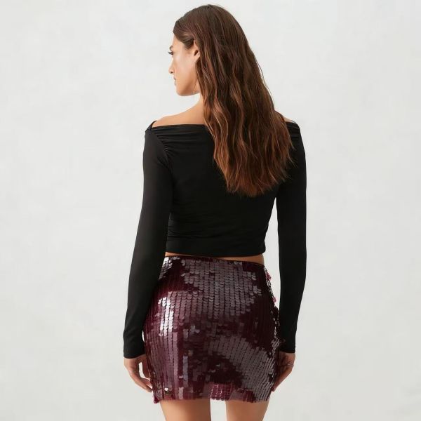 Women's Sequin Mini Skirt with Shimmer Finish for Evening Occasions