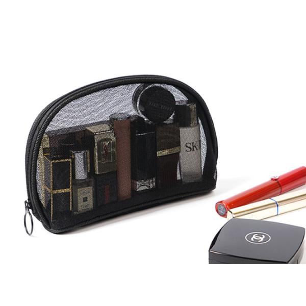 Portable small cosmetic bag girl web celebrity black double layer mesh transparent large capacity travel storage bags
