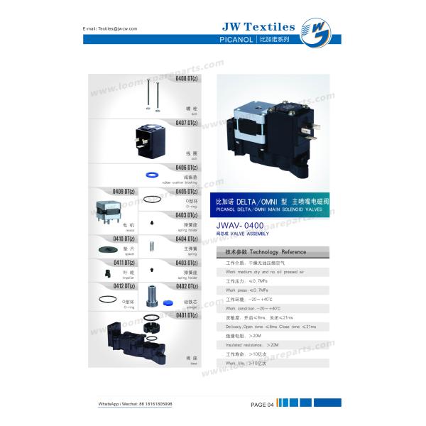 Перепад Picanol/клапан тени Airjet клапанов соленоида Omni главный