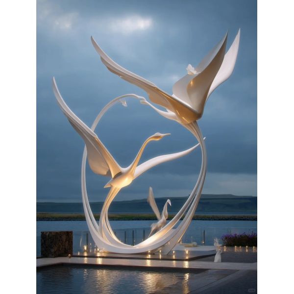 Hexagonal Garden Wedding Landscape Sculpture Swan Ceremony Backdrop For Outdoor Events