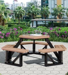 Hexagon Rattan Long Bench Plástico Madeira Long Wicker Bench Custom