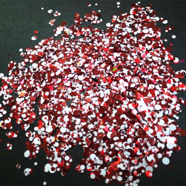 Unleash Your Imagination with Glitter Red and White Dots Mixes Nail Art Style