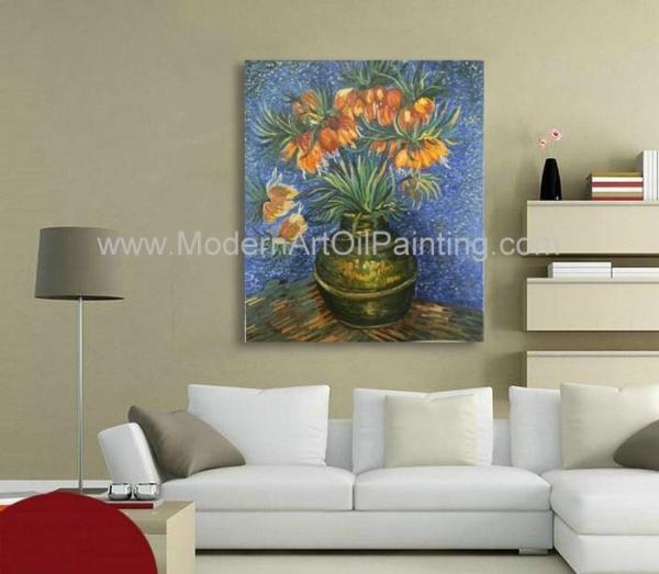 Van Gogh Oil Paint Fritillaries nas réplicas de cobre de uma obra-prima do vaso