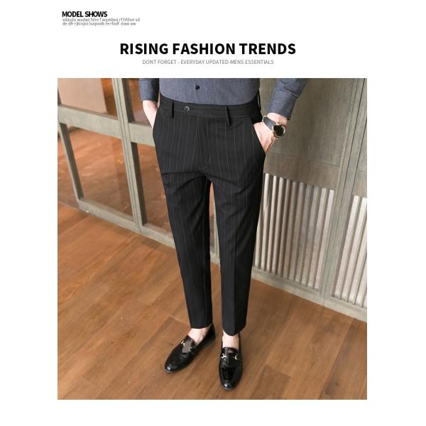 Осенние формальные брюки для мужчин толстые полосы и дизайн средней талии Плюс размер брюки