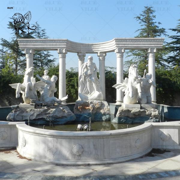 Outdoor Marble Trevi Fountain Oceanus Statues amous Greek God Poseidon Fountains Garden Decoration Large