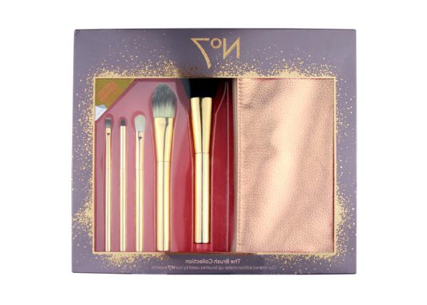 124g Travel Makeup Brush Set With Golden Aluminum Handle Ferrule