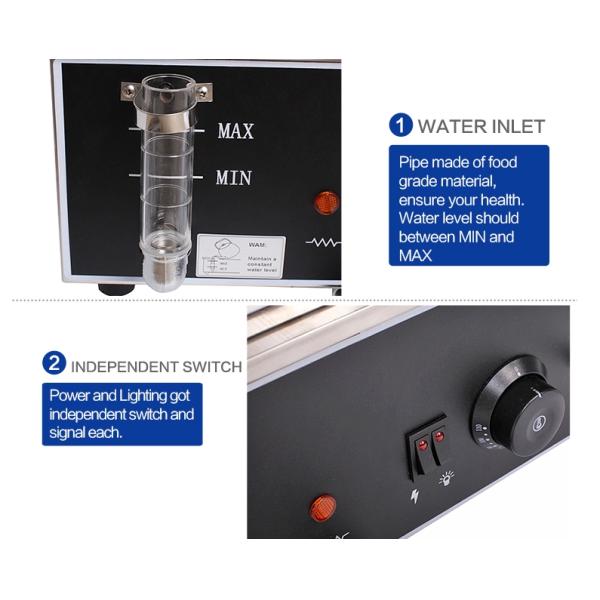 El vapor eléctrico de la exhibición de la comida del gabinete del vapor del vapor del bollo inoxidable roba color gris