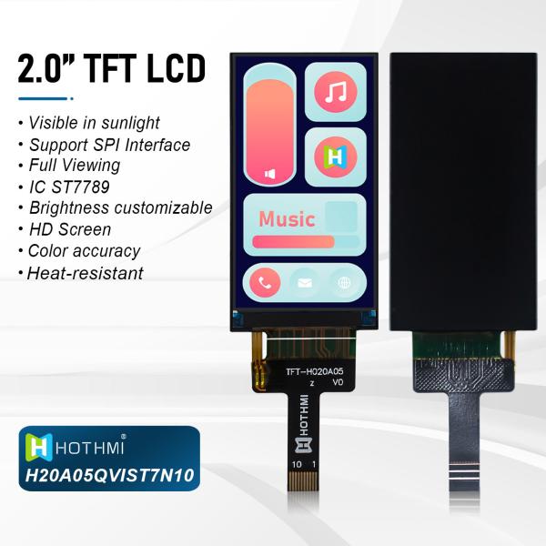 2.0 inch 170x320 pixel IPS TFT color LCD display SPI wide temperature