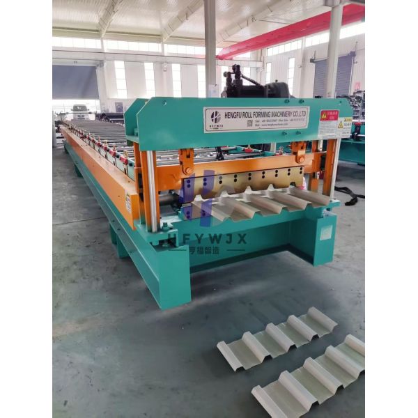 Trapezoidal Tile Roll Forming Machine with 23 Forming Stations 40 Meters Per Minute Speed and PLC Control System for Metal Roof Manufacturing