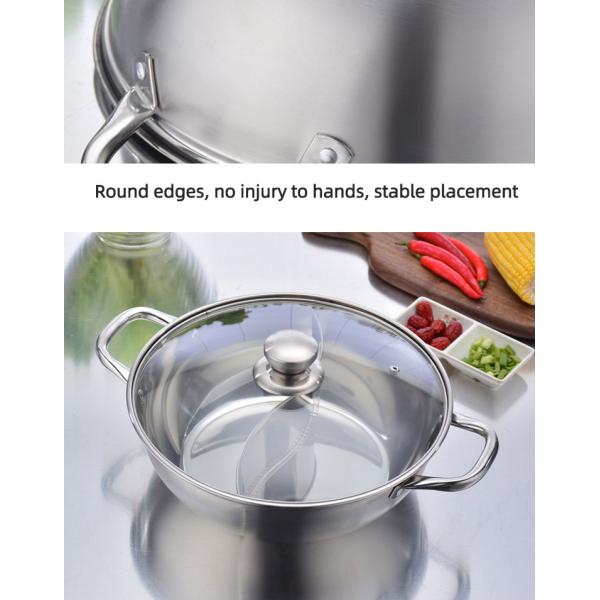 High Quality Induction Cooking Pot 304 Stainless Steel Hot Pot Kitchen Soup Pots With Glass Lid