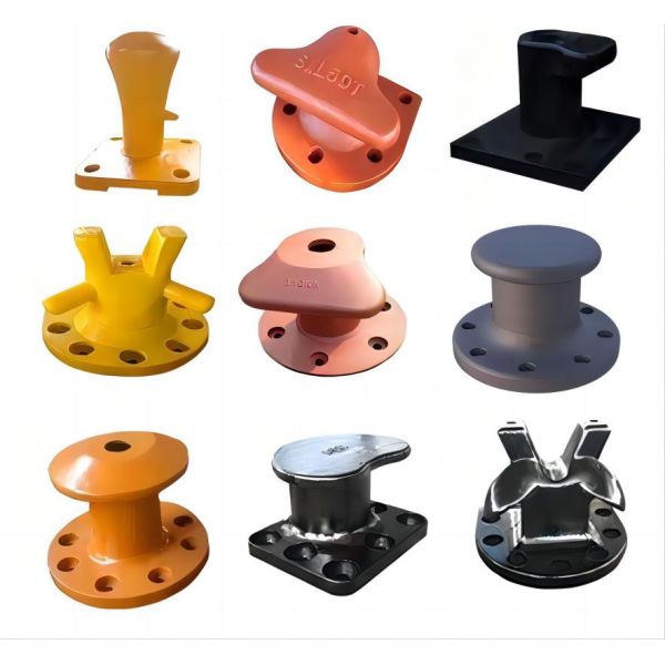 Marine Steel Equipment Deck Tee Harbor Chock Iron Casting Fixed Deck Port Cleat Wharf Mooring Bollard