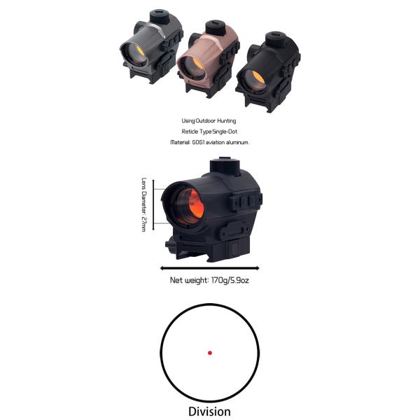 1x Magnification D10 Outdoor Red Dot Scope / Single Red Dot Hunting Scopes