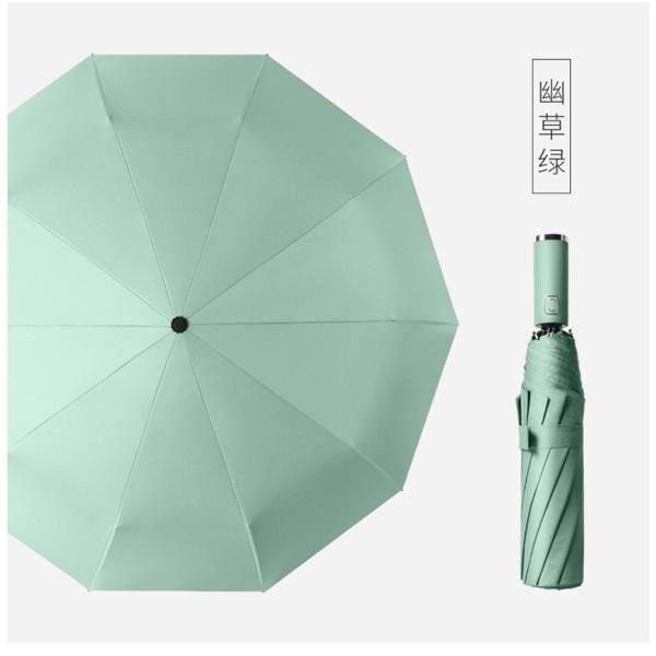 Personalized Logo Printed Auto Open 3 Fold Business Umbrella with Rubber Coated Handle