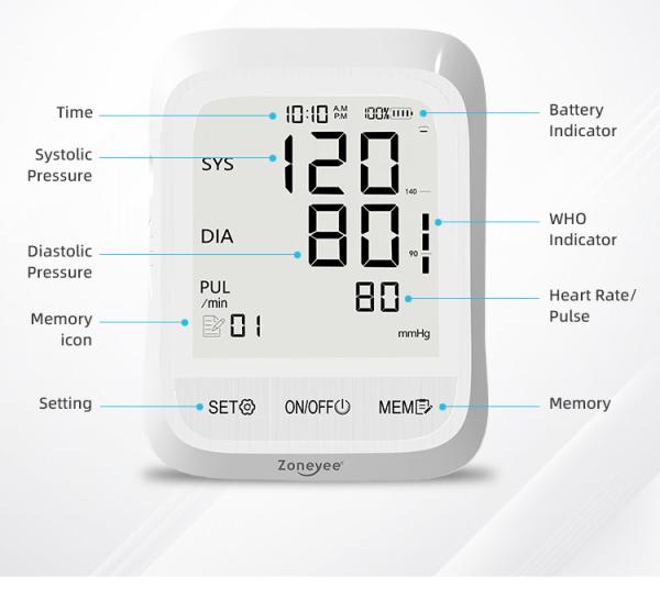 Automatic Upper Arm Accurate Ambulatory Blood Pressure Monitor With Digital LCD And Voice Broadcast