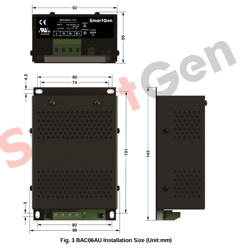 SmartGen BAC06AU 12V4A 24V3A 2-Stage Float Plastic & PCB Battery Charger for Diesel Generator Genset