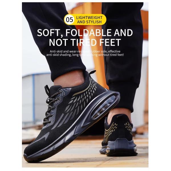 Industrial Work Flyknit Safety Shoes With Air-cushioned Sole And Kevlar Midsole