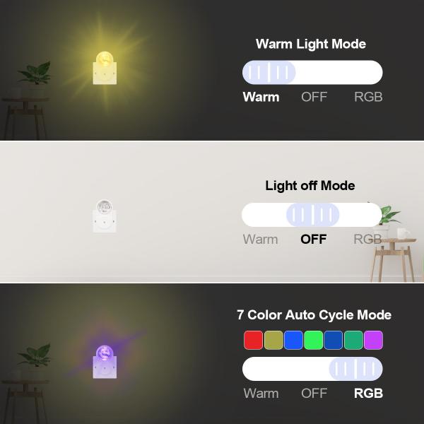Foldable CE Color Changing Night Light Plug In Night Lamp With Dusk To Dawn