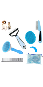 Dog Brush Grooming Kit 5 In 1 Shedding - Dog Grooming Dog Brush for Shedding Haired Dogs, Deshedder Brush for Dogs
