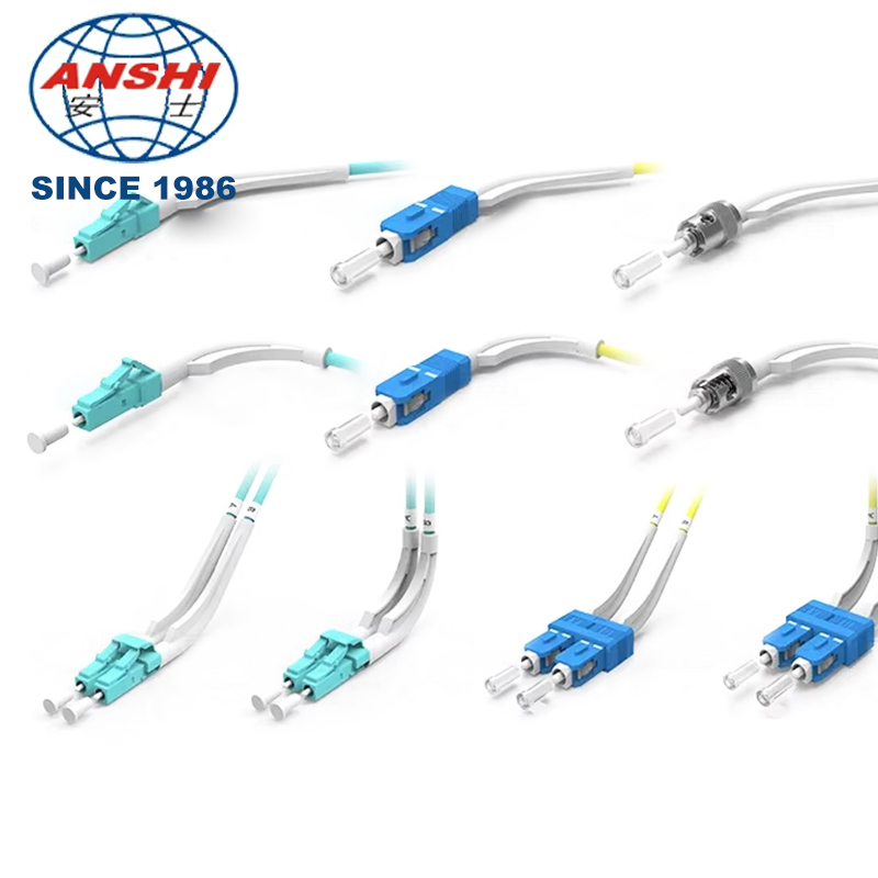 Fiber Optic Patch Cord Pigtail, 90 Degree 45 Degree Bent Boot E2000 PCAPC LC SC ST SM Simplex/Duplex 2.0/3.0mm MT‑LC20001 for FTTH FTTB FTTX Network