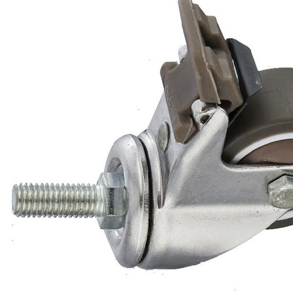 TPR Wheel Light Duty Casters With Brake Swivel Caster Threaded Stem 2 Inch